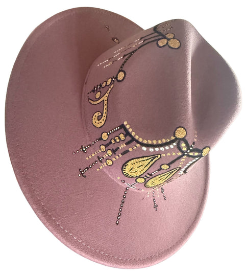 Duskwalker Pink with Gold Painted Fedora
