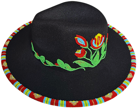 Beaded Red floral Fedora