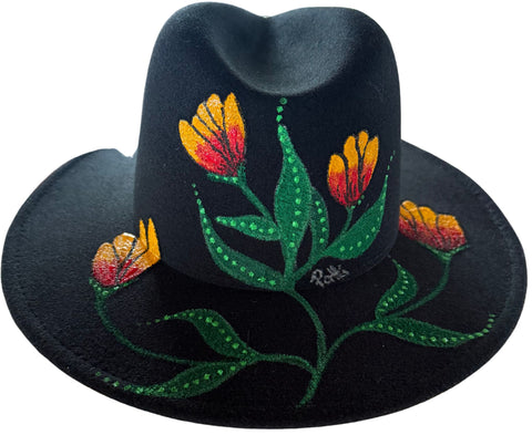 Fire Flower Painted Fedora