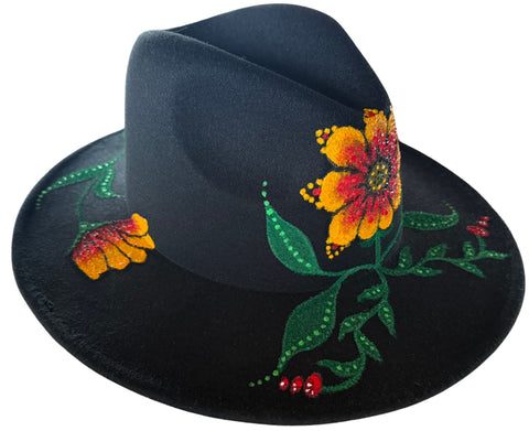 Fire Flower Painted Fedora