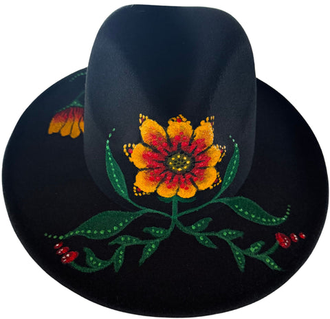 Fire Flower Painted Fedora