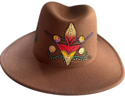 Floral Brown Painted Fedora