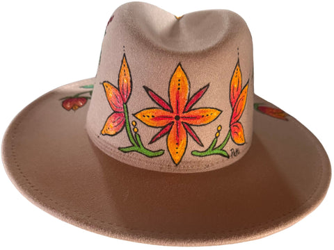 Tan Floral Metis Fedora