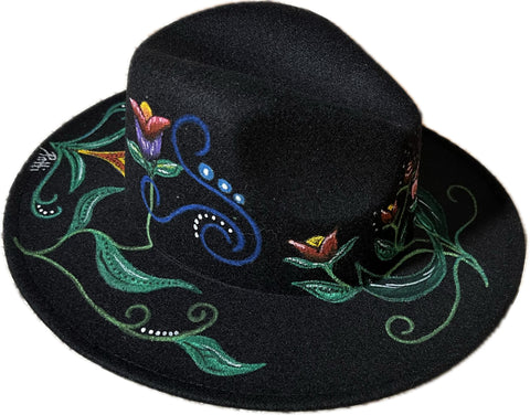 Black Multi-Floral Fedora