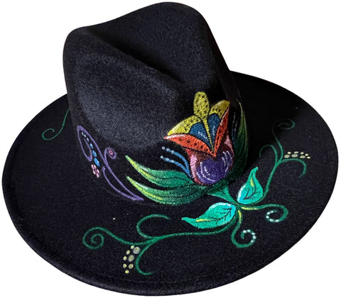 Black Nightshade Floral Fedora