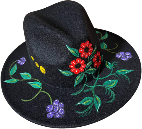 Black Poppy Floral Fedora