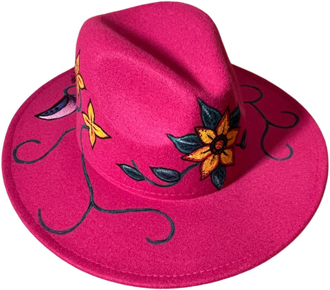 Pink Floral Fedora