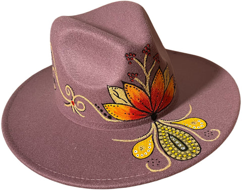 Pink Golden Desert Flower Fedora